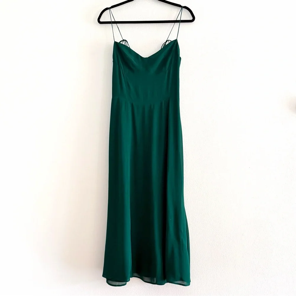 Reformation Juliette Dress In Emerald Green - Picture 4 of 13